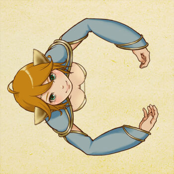 Rule 34 | 1girl, alphabet, animal ears, bad id, bad pixiv id, bikini, bikini top only, blue eyes, brown hair, female focus, from above, genderswap, genderswap (mtf), journey to the west, letter pose, monkey ears, solo, sun wukong, swimsuit, yuuhei