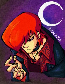 1boy flickermat formal_clothes iori_yagami jewelry male_focus male_hand necklace suit the_king_of_fighters yagami_iori