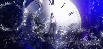 1boy absurdres black_shirt coat collared_shirt commentary crossed_legs english_commentary full_body gears hand_on_own_chin head_rest highres kim_dokja male_focus omniscient_reader&#039;s_viewpoint open_clothes open_coat oversized_object roellm roman_numeral shirt sidelighting sitting solo space white_coat