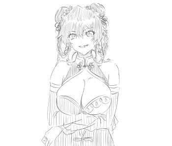 1girl bambietta_basterbine bleach bleach:_brave_souls bleach:_sennen_kessen-hen breasts chinese_clothes cleavage highres large_breasts mitsugu official_alternate_costume solo