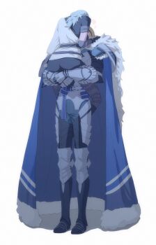 Rule 34 | 1boy, 1girl, armor, ass, blonde hair, blue cape, blue eyes, cape, carrying, carrying person, dimitri alexandre blaiddyd, dimitri alexandre blaiddyd (king of faerghus), dimitri alexandre blaiddyd (timeskip), eyepatch, female byleth (awakened) (fire emblem), female byleth (enlightened one) (fire emblem), female byleth (fire emblem), fire emblem, fire emblem: three houses, fire emblem heroes, fur trim, green hair, highres, karini, medium hair, nintendo, official alternate costume, official alternate hair color, simple background, standing, white background