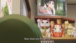 angry animated black_hair camera cellphone eating emphasis_lines fang food green_hair hitting holding holding_phone igarashi_futaba indoors interview japanese_clothes kazama_souta looking_at_phone microphone multiple_boys multiple_girls news noodles outdoors phone photo_(object) recording restaurant running sakurai_touko senpai_ga_uzai_kouhai_no_hanashi shaded_face side_ponytail sidelocks sitting smartphone sound subtitled table takeda_harumi television video