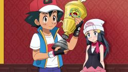 1boy 1girl animated anus ash_ketchum ass audible_speech beanie black_hair black_thighhighs blue_eyes blue_hair bouncing_breasts boy_on_top breasts brown_eyes completely_nude cowgirl_position cum cum_in_pussy dawn_(pokemon) ejaculation english_audio erection fingering fingerless_gloves girl_on_top gloves handjob happy_sex hat hetero imjustthatkinky indoors kiss laceysx lying macstarva mating_press medium_breasts moaning multiple_views mutual_masturbation navel nintendo nipples nude on_back on_bed penis pillow plant pokemon pokemon_(anime) pokemon_journeys pussy red_hat scarf sex sitting smile socks sound standing straddling tagme testicles thighhighs trophy uncensored vaginal video white_socks