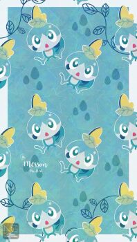 Rule 34 | animal focus, blue eyes, flower, gen 8 pokemon, highres, leaf, leaf on head, looking at viewer, meme (sleepsheep), nintendo, no humans, open mouth, pokemon, pokemon (creature), pokemon focus, sitting, sobble