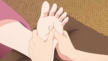 animated barefoot bukiyou_na_senpai feet foot_focus foot_massage kannawa_azusa soles spread_toes tagme toe_scrunch toes video wiggling_toes