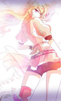 Rule 34 | 1girl, blonde hair, emo (ricemo), expressionless, looking at viewer, looking back, rwby, tagme, yang xiao long