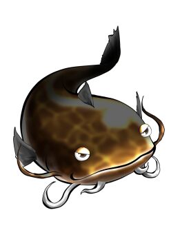 Rule 34 | alphes (style), catfish, commentary request, commission, dairi, dorsal fin, fins, fish, fish tail, full body, goldfish, head fins, highres, large variant set, monster, monster focus, namazu (touhou), no humans, parody, serious, skeb commission, smile, solo, style parody, tachi-e, tail, touhou, touhou hisoutensoku, variant set, white background