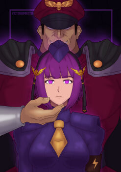 asamiya_athena capcom_vs._snk crossover doll idol m._bison m._bison_(cosplay) mind_control psycho_soldier purple_hair shadaloo_dolls short_hair snk street_fighter the_king_of_fighters the_king_of_fighters_xv victoria_mikoto