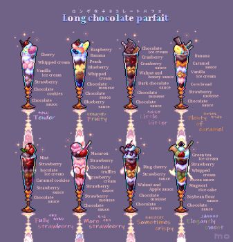 animated animated_gif artist_logo cherry chocolate dessert english_text food fruit glass logo no_humans original pixel_art purple_background simple_background sparkle strawberry yuuki_mokuya