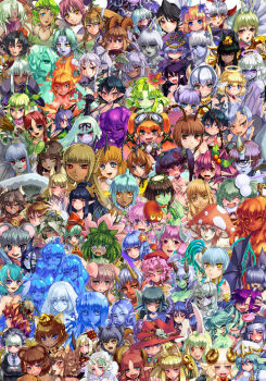 6+girls alraune_(monster_girl_encyclopedia) animal_ears ant_arachne anubis_(monster_girl_encyclopedia) aqua_hair armor baphomet_(monster_girl_encyclopedia) bat_wings black_hair blonde_hair blue_eyes blue_hair blue_skin blush bow brown_hair cat_ears claws colored_skin demon_girl dragon dragon_(monster_girl_encyclopedia) dragon_girl dwarf echidna_(monster_girl_encyclopedia) everyone feathers female_goblin female_orc fire ghost giant_slug_(monster_girl_encyclopedia) girtablilu gloves goblin goblin_(monster_girl_encyclopedia) goggles green_eyes green_hair hair_ornament harpy hat highres honey horns jpeg_artifacts kenkou_cross long_hair mermaid monster_girl monster_girl_encyclopedia multiple_girls ogre orc pink_eyes pink_hair plant_girl pointy_ears purple_eyes purple_hair rabbit_ears red_eyes red_hair ribbon sahuagin sahuagin_(monster_girl_encyclopedia) scylla scylla_(monster_girl_encyclopedia) short_hair siren_(monster_girl_encyclopedia) slime_(substance) slime_girl smile snake_hair third-party_edit undead unicorn vampire weapon white_hair wings witch_(monster_girl_encyclopedia) yellow_eyes zombie zombie_girl