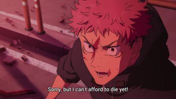 animated battle blood car destruction gojou_satoru itadori_yuuji jujutsu_kaisen motor_vehicle okkotsu_yuuta sword tagme video weapon