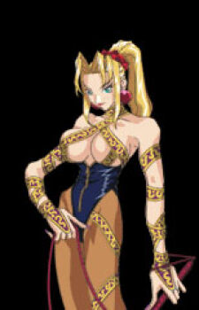 1990s_(style) blonde_hair breasts cleavage huge_breasts kotobuki_tsukasa lowres retro_artstyle sofia tamsoft toushinden