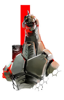 cropped_torso godzilla_(series) godzilla_vs._mechagodzilla_ii highres ikuyoan kaiju looking_at_viewer machine mecha mecha_focus mechagodzilla no_humans non-humanoid_robot open_mouth robot solo super_robot teeth toho tokusatsu upper_body yellow_eyes