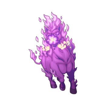 animal_focus burning_night_(ragnarok_online) chibi chibi_only fire full_body horse no_humans official_art purple_fire ragnarok_online simple_background solo transparent_background yuichirou