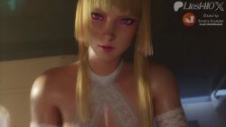 1girl 3d absurdres animated blonde_hair blue_eyes bouncing_breasts breasts cleavage elbow_gloves emilie_de_rochefort girl_on_top gloves highres kiss large_breasts lies1410 lingerie long_hair moaning one_eye_closed pov sex sound tagme tekken thighhighs underwear vaginal video wink