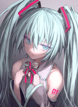 1girl blue_hair hatsune_miku highres osobachan tagme twintails vocaloid