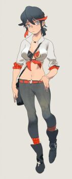 1girl artist_request belt kill_la_kill matoi_ryuuko midriff navel pants tagme