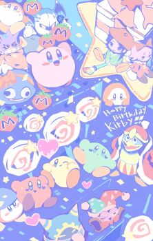 Rule 34 | :d, adeleine, animal, bandana waddle dee, beret, bird, blue eyes, blue hat, blush stickers, brown shoes, cake, candy, closed eyes, closed mouth, coat, colored skin, coo (kirby), everyone, feathers, food, gloves, gooey (kirby), green shirt, green skin, hair ribbon, hamster, happy birthday, hat, highres, holding, holding brush, jester cap, king dedede, kirby, kirby (series), lollipop, magolor, marx (kirby), maxim tomato, meta knight, multiple boys, multiple girls, nintendo, open mouth, orange fur, orange hat, orange ribbon, orange skin, owl, pastel colors, pink hair, purano7, purple feathers, rayman limbs, red coat, red hat, ribbon, ribbon (kirby), rick (kirby), shirt, shoes, short hair, sitting, slime (creature), smile, standing, star (symbol), sweat, waddle dee, wings, yellow shoes, yellow skin