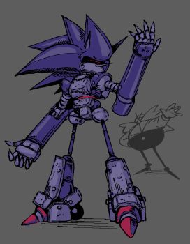 Rule 34 | 2boys, bald, classic eggman, dr. eggman, facial hair, grey background, highres, humanoid robot, mecha sonic mkii, multiple boys, mustache, no mouth, robot, simple background, sketch, sonic &amp; knuckles, sonic (series), sonic the hedgehog (classic), submarinechamomile