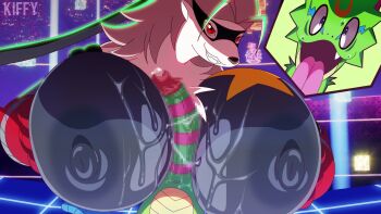 animal_nose animal_penis breasts censored cum cum_on_body cum_on_breasts cum_on_upper_body cyborg dark_areolae digimon digimon_(creature) digimon_beatbreak furry furry_female gekkomon highres huge_areolae huge_breasts huge_penis kiffy long_hair mask nipples paizuri penis red_eyes sex smile star_(symbol) tongue tongue_out topless_female white_hair wolvermon