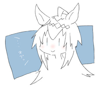 Rule 34 | 1girl, ahoge, animal ears, beer hsk, blue background, blush, chibi, closed mouth, commentary request, grey eyes, hair between eyes, horse ears, long hair, oguri cap (umamusume), smile, solo, translation request, two-tone background, umamusume, very long hair, white background