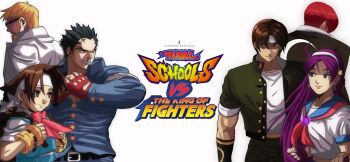 Rule 34 | asamiya athena, brown hair, capcom, capcom fighting collection, capcom vs. snk, capcom vs. snk 2, crossover, hair ornament, highres, ichimonji batsu, justice gakuen, kagami kyosuke, kusanagi kyou, psycho soldier, purple eyes, purple hair, raydash30, red hair, school uniform, snk, star (symbol), star hair ornament, the king of fighters, wakaba hinata, yagami iori