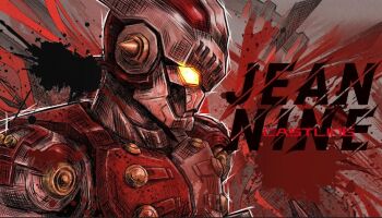 Rule 34 | 1boy, armor, artist name, castlings, character name, english text, full armor, glowing, glowing eyes, grey background, jean-nine, looking down, male focus, mecha, mecha focus, multicolored armor, no humans, red armor, red background, robot, silver armor, solo, splatter background, tokusatsu, two-tone armor, two-tone background, ultra galaxy (series), ultra series, ultraman ginga (series), upper body, yellow eyes