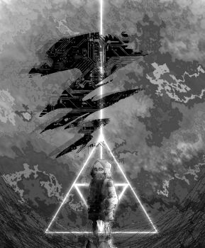 1boy candle_(allotas) circuit_board_print full_body grey_background grey_theme greyscale hands_in_pockets highres hood hood_up hooded_jacket jacket long_sleeves male_focus mitsu_uroko monochrome sans_(undertale) shorts skeleton slippers socks solo standing sweater turtleneck turtleneck_sweater undertale utdr_(toby_fox)