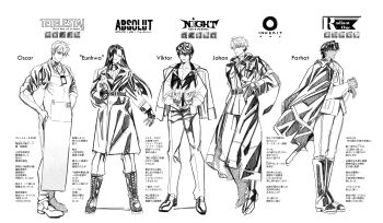 1girl 4boys absurdres boots character_name commander_(nikke) cuffs dark-skinned_male dark_skin dice english_text eunhwa_(nikke) goddess_of_victory:_nikke handcuffs highres holding holding_dice jacket jacket_on_shoulders johan_(nikke) long_hair military_uniform multiple_boys nagasaki_ken_(stellar_wind) shoes short_hair translation_request