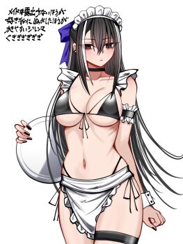 1girl bare_shoulders bikini blush breasts cleavage fate/grand_order fate_(series) highres kawakami_gensai_(fate) kawakami_gensai_(second_ascension)_(fate) large_breasts long_hair looking_at_viewer mcpc_zamurai navel solo swimsuit thighs