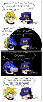 Rule 34 | 4koma, comic, dio brando, hard-translated, jojo no kimyou na bouken, kuujou joutarou, no humans, parody, punching, tears, third-party edit, time stop, translated, wryyyyyyyyyyyyyyyyyyyy, yoshikage (yuu8823), yukkuri shiteitte ne