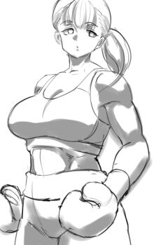 Rule 34 | 1girl, boxers, boxing gloves, breasts, hantakashihan, highres, large breasts, male underwear, ponytail, tagme, underwear