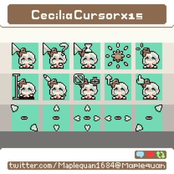 1girl animated animated_gif aqua_eyes blinking bouncing bouncing_hair buffering cecilia_immergreen cecilia_immergreen_(1st_costume) cursor cursor_(medium) gears grey_hair grid highres hololive hololive_english like_and_retweet loading_icon maplequan medium_hair multiple_views pixel_art pixel_text typing virtual_youtuber watermark web_address winding_key writing