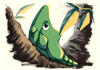 Rule 34 | absurdres, animal focus, bug, full body, gen 1 pokemon, highres, leaf, metapod, nintendo, no humans, noahzark1212, outdoors, plant roots, pokemon, pokemon (creature), pokemon focus, solo