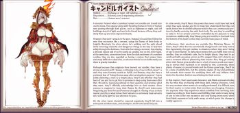 1girl alternate_language blush boots braid breasts brown_hair candle candlegeist_(monster_girl_encyclopedia) cape character_name character_profile colored_skin english_text epaulettes fire hair_over_one_eye hard-translated high_heel_boots high_heels kenkou_cross large_breasts looking_at_viewer medium_hair monster_girl monster_girl_encyclopedia multicolored_hair official_art orange_eyes thigh_boots third-party_edit translated two-tone_hair wax wax_girl white_hair white_skin