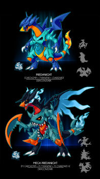 charizard darksilvania fire flame-tipped_tail fusion garchomp gen_1_pokemon gen_2_pokemon gen_4_pokemon highres mega_evolution mega_pokemon nintendo pokemon pokemon_(creature) tail tyranitar wings