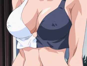 00s 1girl 2001 animated animated_gif bible_black bible_black_night_of_the_walpulgiss black_hair bouncing_breasts breasts brown_eyes covered_erect_nipples female_focus highleg highleg_panties large_breasts midriff minase_yukiko no_bra open_fly panties short_hair short_shorts shorts solo tagme thong unbuttoned underwear unzipped white_panties