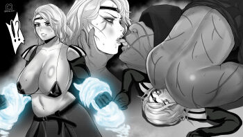 Rule 34 | 1boy, 1girl, anilingus, baldur's gate, breadcavity, breasts, dungeons & dragons, dungeons &amp; dragons, highres, huge breasts, isobel (baldur's gate), kiss