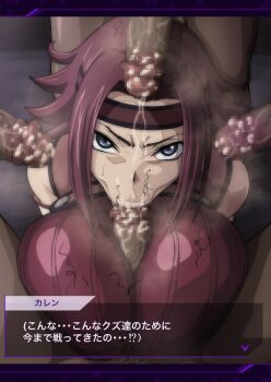 1girl absurdres breasts code_geass dark-skinned_male dark_skin fellatio highres interracial iwao178 kouzuki_kallen large_breasts oral paizuri penis red_hair smegma translated