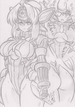 10s 1girl android armor arms_at_sides ass bandai bandai_namco banshou before_and_after breasts capcom center_opening corruption cowboy_shot curvy empty_eyes expressionless female_focus forehead_protector gauntlets greyscale hacking hair_between_eyes hat highleg highleg_leotard kos-mos kos-mos_ver._4 large_breasts leotard long_hair military military_uniform mind_control monochrome multiple_views namco projected_inset shadaloo_dolls sidelocks standing standing_at_attention street_fighter submission surprised tech_control traditional_media wide-eyed wire xenosaga xenosaga_episode_iii