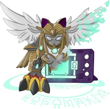 Rule 34 | armor, chest plate, chibi, digimon, digimon (creature), lowres, nefertimon, nefertimon x-antibody, shoulder armor, wings