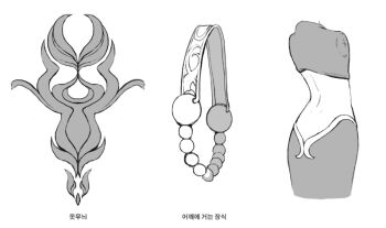 1girl beads caesty commentary_request crop_top cyanos dated_commentary from_behind greyscale korean_commentary korean_text midriff monochrome narrow_waist nexon official_art production_art simple_background skirt tales_weaver translation_request white_background