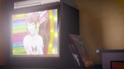 1boy 1girl 3d :o all_fours amateurthrowaway animated ass ayyteethreedee barefoot black_thighhighs breasts brown_hair clothed_male_nude_female fellatio fingernails grabbing_another&#039;s_hair grabbing_another&#039;s_twintails hetero highres holding_another&#039;s_hair idol juxtaposition kujikawa_rise lipstick lipstick_mark lipstick_mark_on_penis long_hair makeup medium_breasts nail_polish nude open_mouth oral penis persona persona_4 pov purple_lips pussy rolling_eyes soles sound television thighhighs trembling twintails uncensored video yellow_eyes