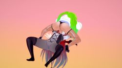 1futa 1girl 3d absurdres animated black_panties black_thighhighs clothing_aside deepthroat fellatio fishnet_thighhighs fishnets full-package_futanari futa_with_female futanari fyrel gradient_background green_hair highres irrumatio koikatsu_(medium) loli lying nashfyrel on_back oral panties panties_aside pussy red_hair self-upload simple_background straddling_fellatio tagme testicles thighhighs uncensored underwear video