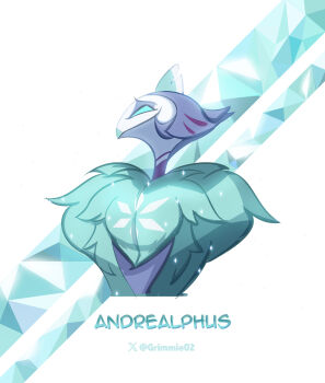 1boy absurdres andrealphus_(helluva_boss) beak bird_boy blue_eyes blue_hair character_name demon_boy furry furry_male grimmie02 hair_slicked_back hellaverse helluva_boss highres male_focus short_hair solo