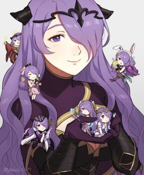 6+girls animal_costume breasts bug butterfly camilla_(adrift)_(fire_emblem) camilla_(fire_emblem) camilla_(holiday_traveler)_(fire_emblem) camilla_(light_of_nohr)_(fire_emblem) camilla_(spring_princess)_(fire_emblem) camilla_(tropical_beauty)_(fire_emblem) chibi cleavage closed_eyes cocktail_glass cup detached_sleeves drinking_glass easter_egg egg fire_emblem fire_emblem_fates fire_emblem_heroes flower fur_trim hair_over_one_eye insect japanese_clothes kimono long_hair looking_at_viewer multiple_girls nintendo official_alternate_costume one_eye_covered purple_eyes purple_hair rabbit_costume rabbit_ears sarong scepter shamu_(peach11_01) tiara wavy_hair yukata