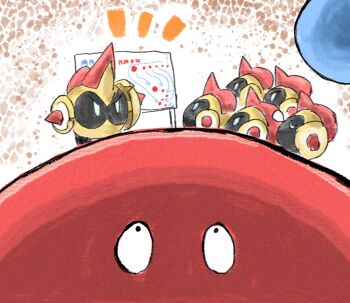 Rule 34 | commentary request, falinks, gen 8 pokemon, kicdon, meeting, nintendo, no humans, notice lines, on head, orthworm, pokemon, pokemon (creature), pokemon focus, pokemon on head, titan pokemon, whiteboard