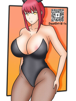 Rule 34 | 1girl, animal costume, chainsaw man, daatdraws, long hair, makima (chainsaw man), rabbit costume, rabbit ears, red hair, yellow eyes