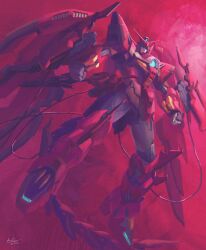 Rule 34 | absurdres, arms at sides, cable, clenched hands, commentary request, dated, full body, gundam, gundam epyon, gundam wing, gundam wing endless waltz, highres, legs apart, mecha, mecha focus, mechanical wings, mobile suit, molai, no humans, robot, science fiction, signature, solo, v-fin, wings