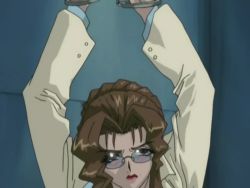 00s 1boy 1girl animated anime_screenshot arms_up audible_speech backhand bdsm black_eyes black_shirt blue_eyes blue_shirt blush bondage bottomless bouncing_breasts bound breast_slap breasts brown_hair brown_pubic_hair chain chained cuffs dark-skinned_male dark_skin english_audio eye_contact female_pubic_hair glasses grabbing_another's_breast groping hair_bun handcuffed handcuffs head_out_of_frame indoors jacket jewelry karen_(vinus_file) large_breasts laughing light_brown_jacket lipstick long_hair long_sleeves looking_at_another makeup moaning necklace nipples nude open_clothes pain ponytail pubic_hair red_jacket red_lips ryona shin_ban_megami_tantei_vinus_file shirt sidelocks single_hair_bun slapping slapping_breasts sound sweat talking uncensored undershirt video violence wince